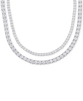 Silver-Tone Double Crystal Necklace