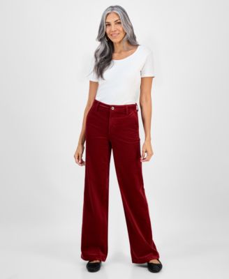 Petite Mid Rise Wide-Leg Corduroy Pants, Macy's Exclusive