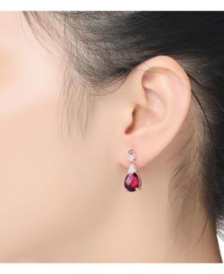 Sterling Silver 18K Rose Gold Plated with Colored Cubic Zirconia Drop Earring