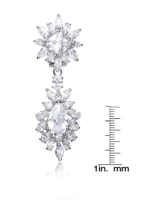 Sterling Silver Two Stone Cubic Zirconia Dangling Earrings