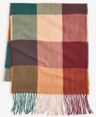 Women's Chevron Weave Buffalo Plaid Scarf, Macy's Exclusive 