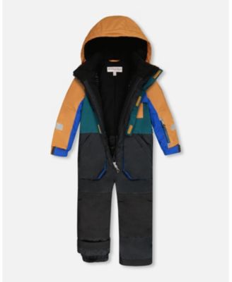 Boy One-Piece Play Snowsuit with Print and Color blocking