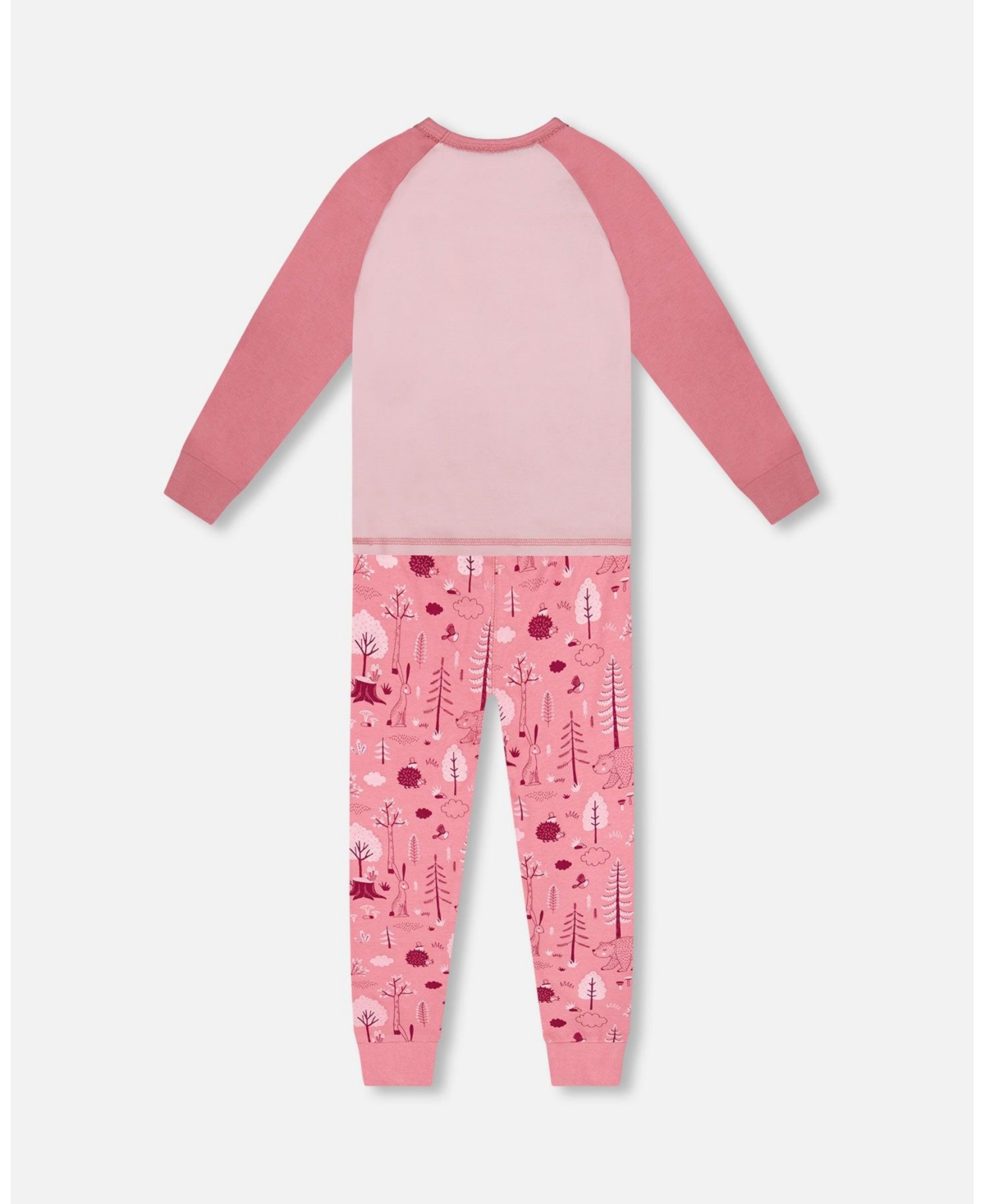 Deux par Girl Cotton Two-Piece Pajamas Pink Forest