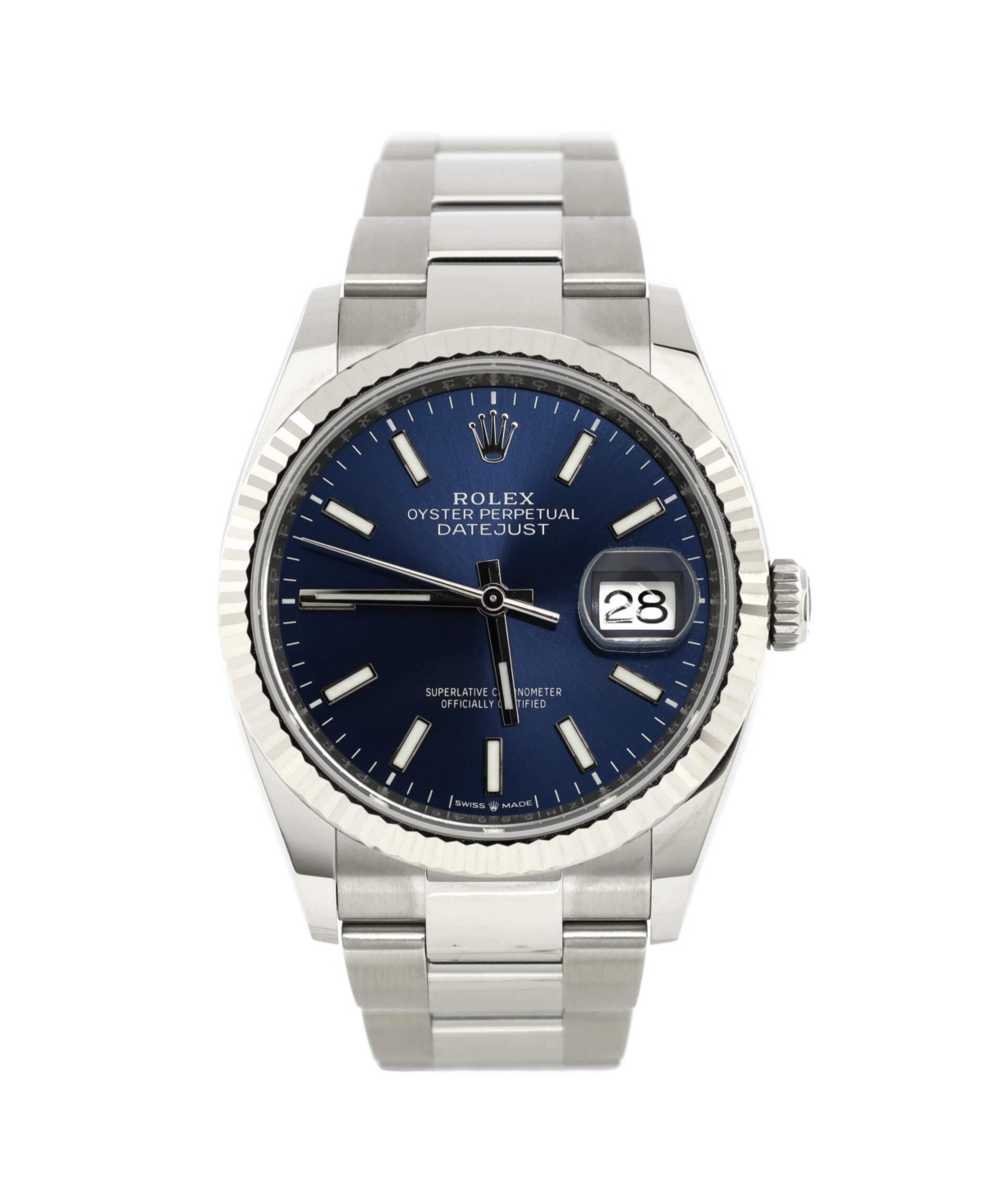 Oyster Perpetual Datejust Automatic Watch in Stainless Steel and White Gold 36mm - Dial color: blue