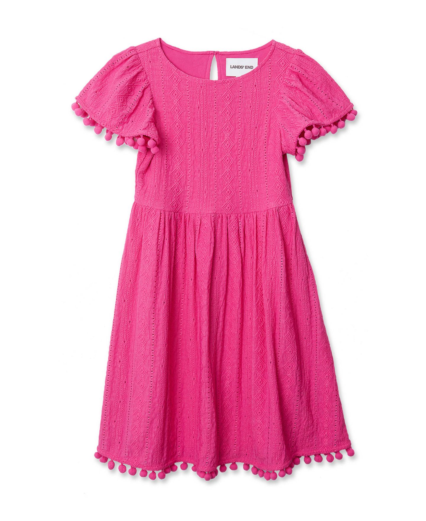 Платье Lands' End Lace Short Sleeve Dress для девочек, цвет: Розовый фиолетовый — фото 1