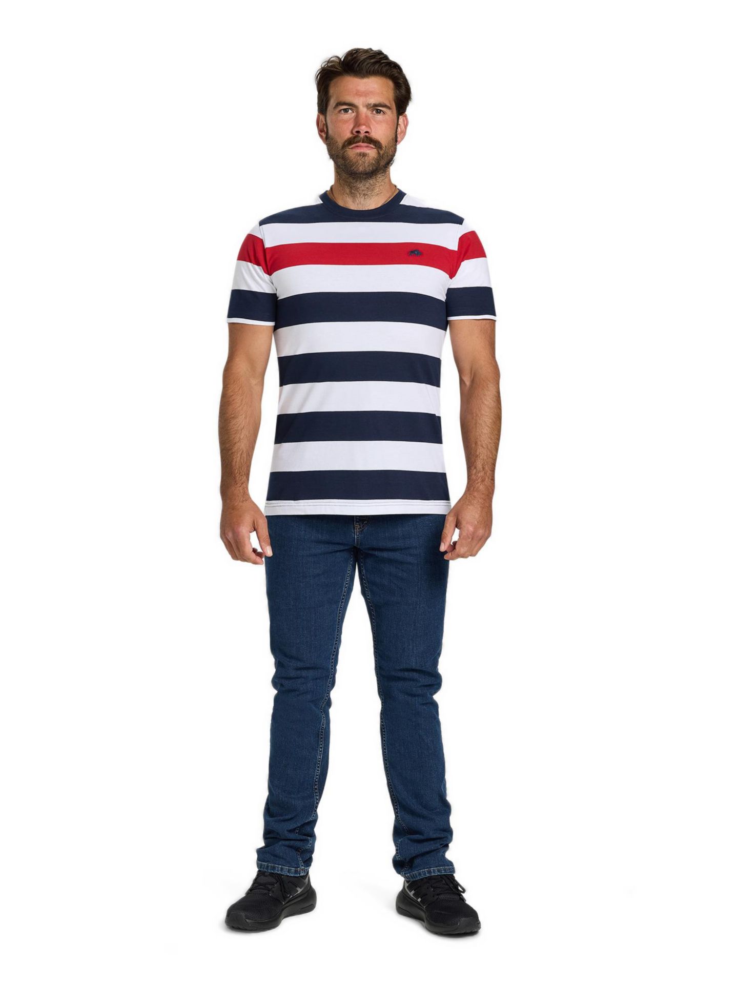 Мужская футболка Raging Bull Contrast Chest Stripe, цвет: Тёмно-синий / Красный — фото 2