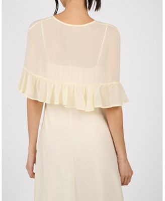Ruffle Shawl Collar Maxi Dress