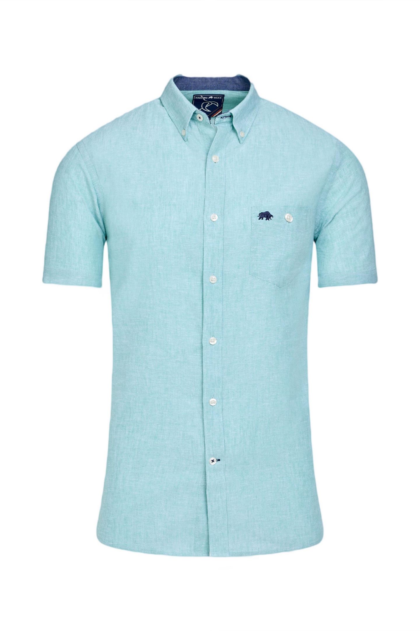 Мужская рубашка Raging Bull Short Sleeve Linen Blend, цвет: Зелёный — фото 3