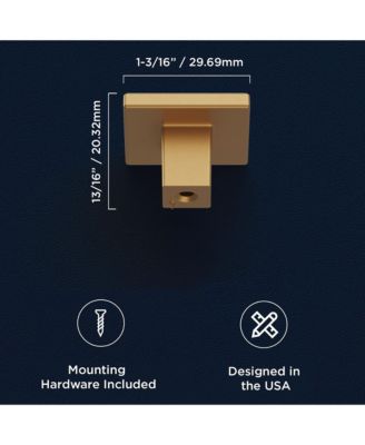Brushed Brass Square Cabinet Knob 10-Pack