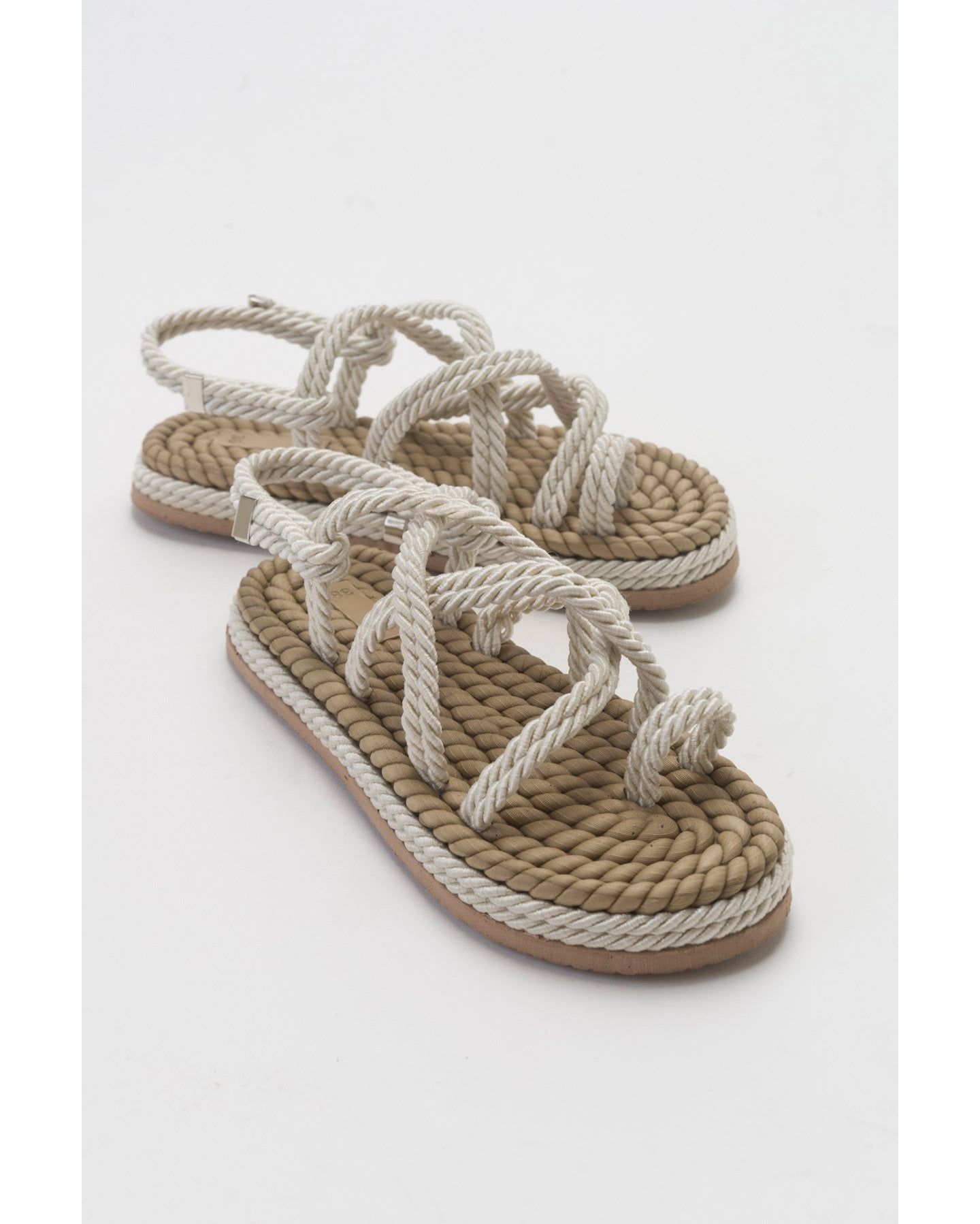 Женские сандалии Prologue Shoes Poma Flat Sandal, цвет: Бежевая искусственная кожа, вариант 1 — фото 4