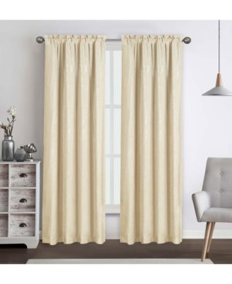 2 Piece Heavy Weight Light Filtering Rod Pocket Luxurious Royal Chenille Curtain Panels - Beige