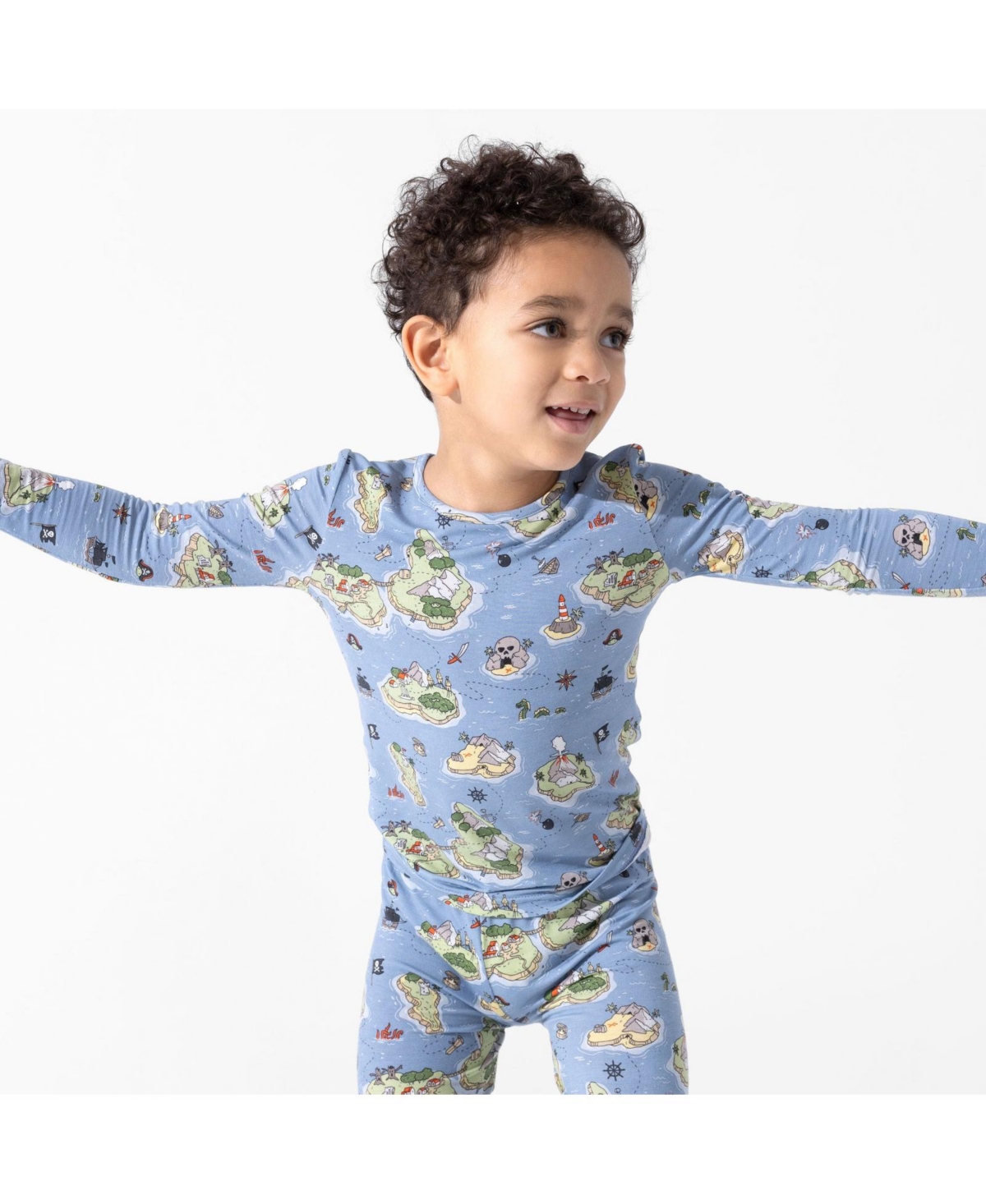 Bellabu Bear Unisex Kids' Pirate Cove Set Of 2 Piece Pajamas In Blue