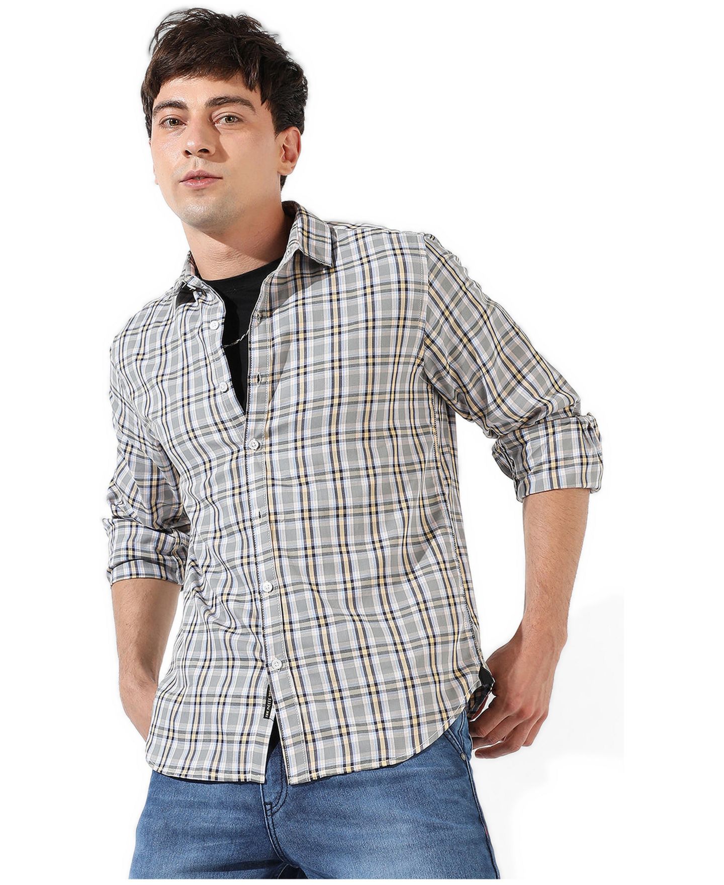 Мужская рубашка Cahoot Campus Sutra Multicolour Checkered Regular Fit Casual, цвет: Коричневый — фото 5