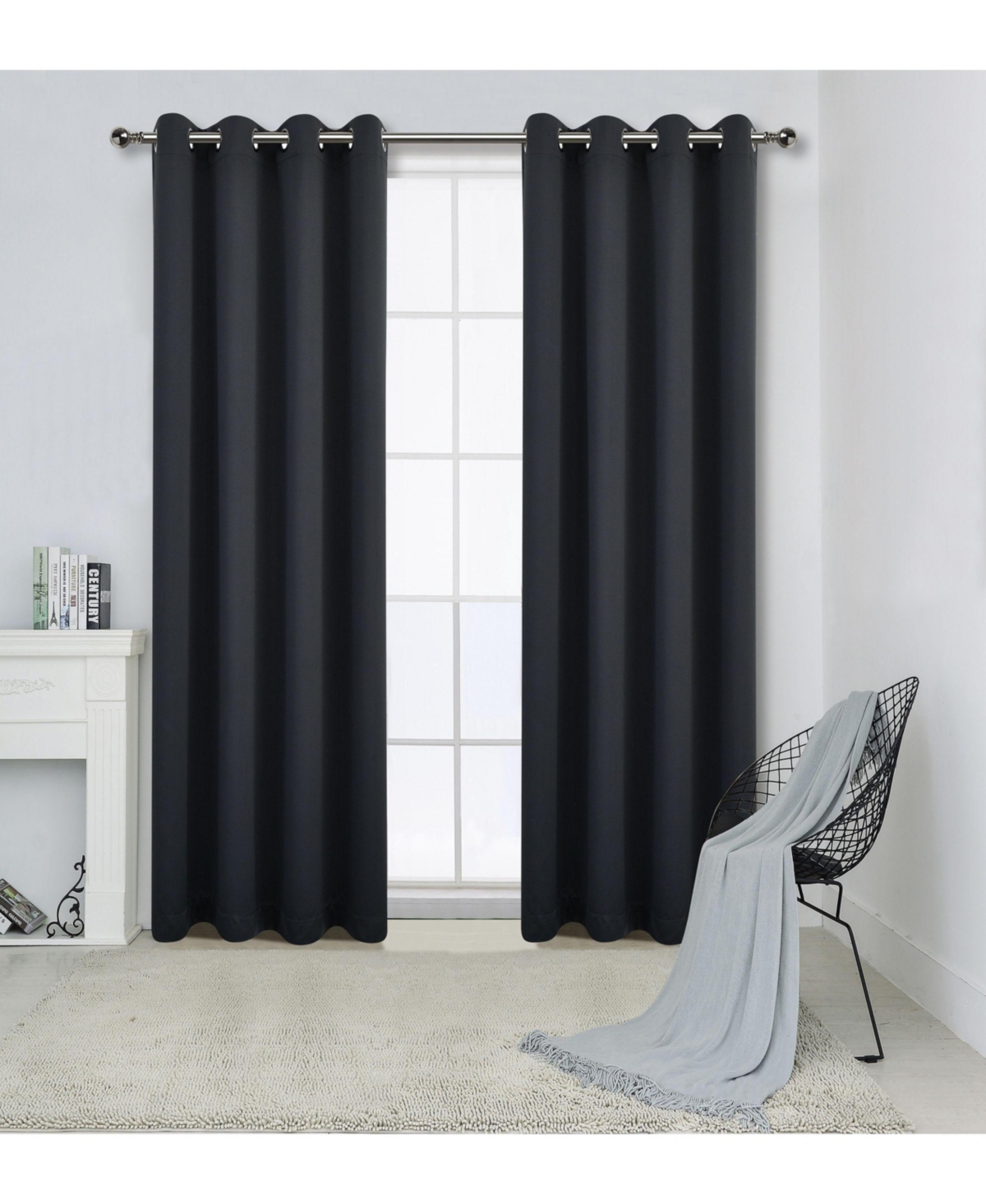 100% Hotel Blackout Thermal Insulated Grommet Curtains (2 Pack) - Teal