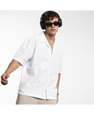 Men's Chalk White Oversized Honeycomb Shirt