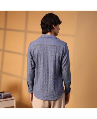 Men's Stone Blue Aztec-Textured Shirt