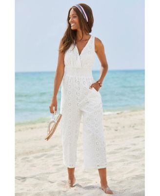 Women's Sleeveless Eyelet Jumpsuit