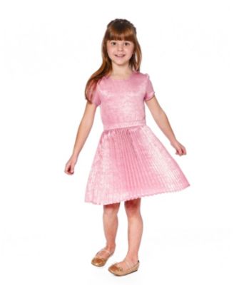 Girl Short Sleeve Dress with Pleated Skirt Dusty Pink - Toddler|Child