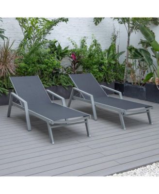 Marlin Patio Chaise Lounge Chair With Armrests in Grey Aluminum Frame, Set of 2