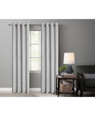 2 Piece Contemporary Chic Metallic Abstract Circles Light Filtering Grommet Top Curtains