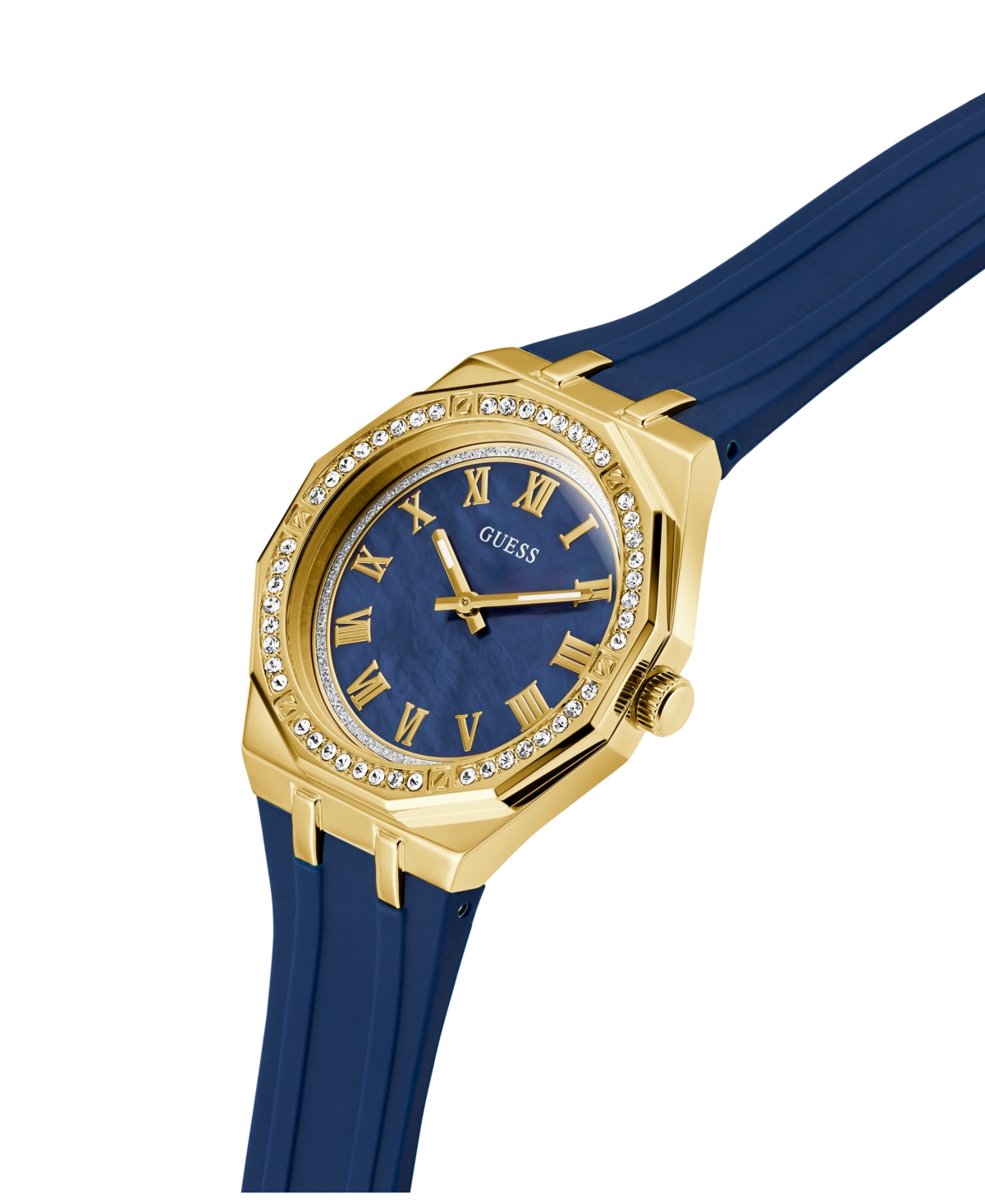 Guess Women's Blue Rose Gold Tone Analog Watch, 36mm In Blue