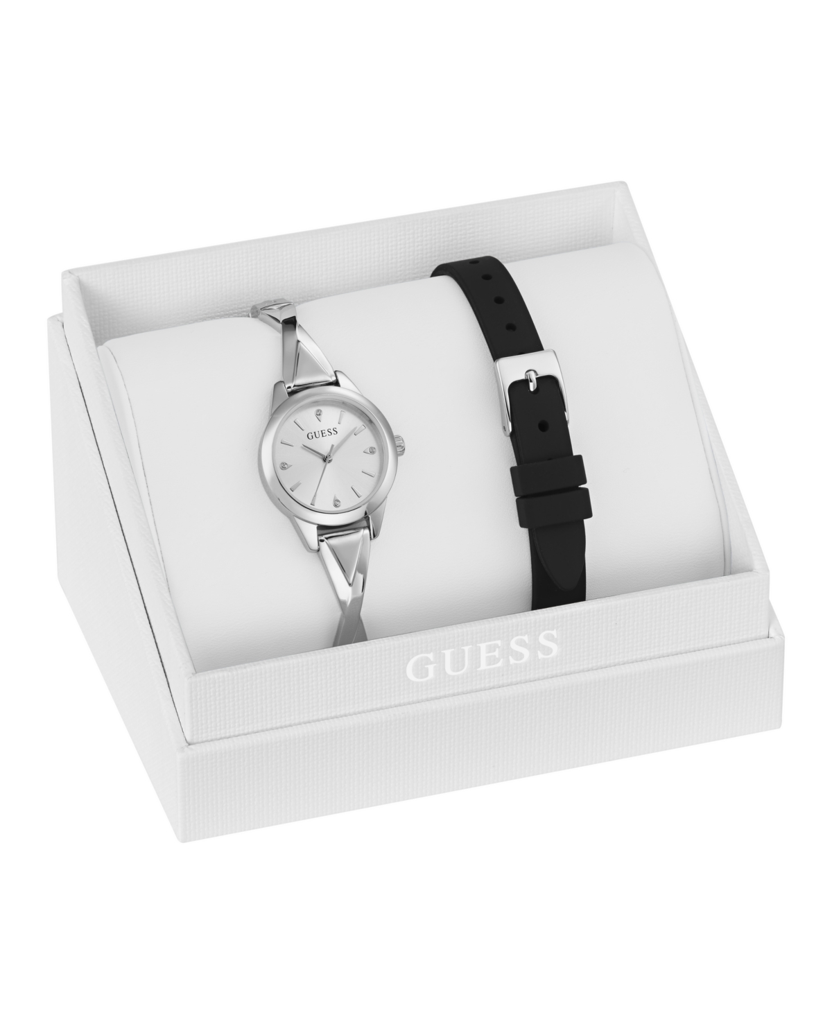 Guess Women's Silver Tone Analog Watch, 26mm In Transparent