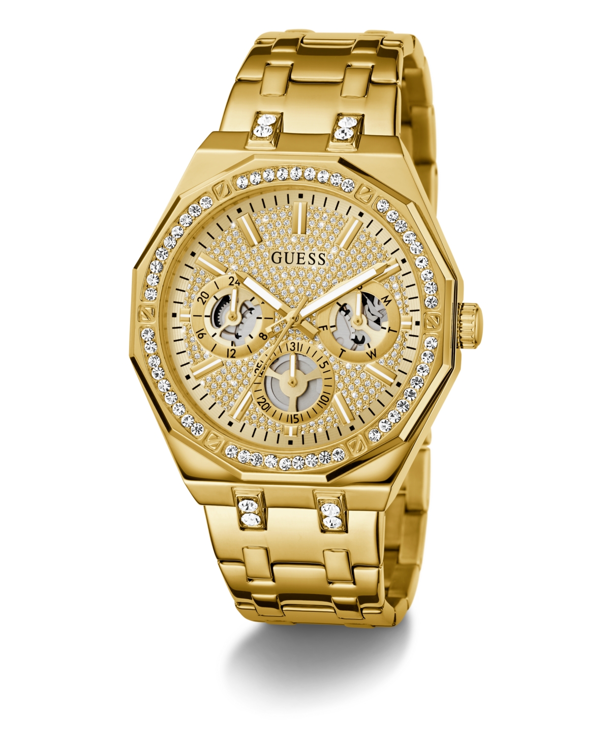 Guess Men's Gold Tone Multi-function Watch, 43mm In Gold