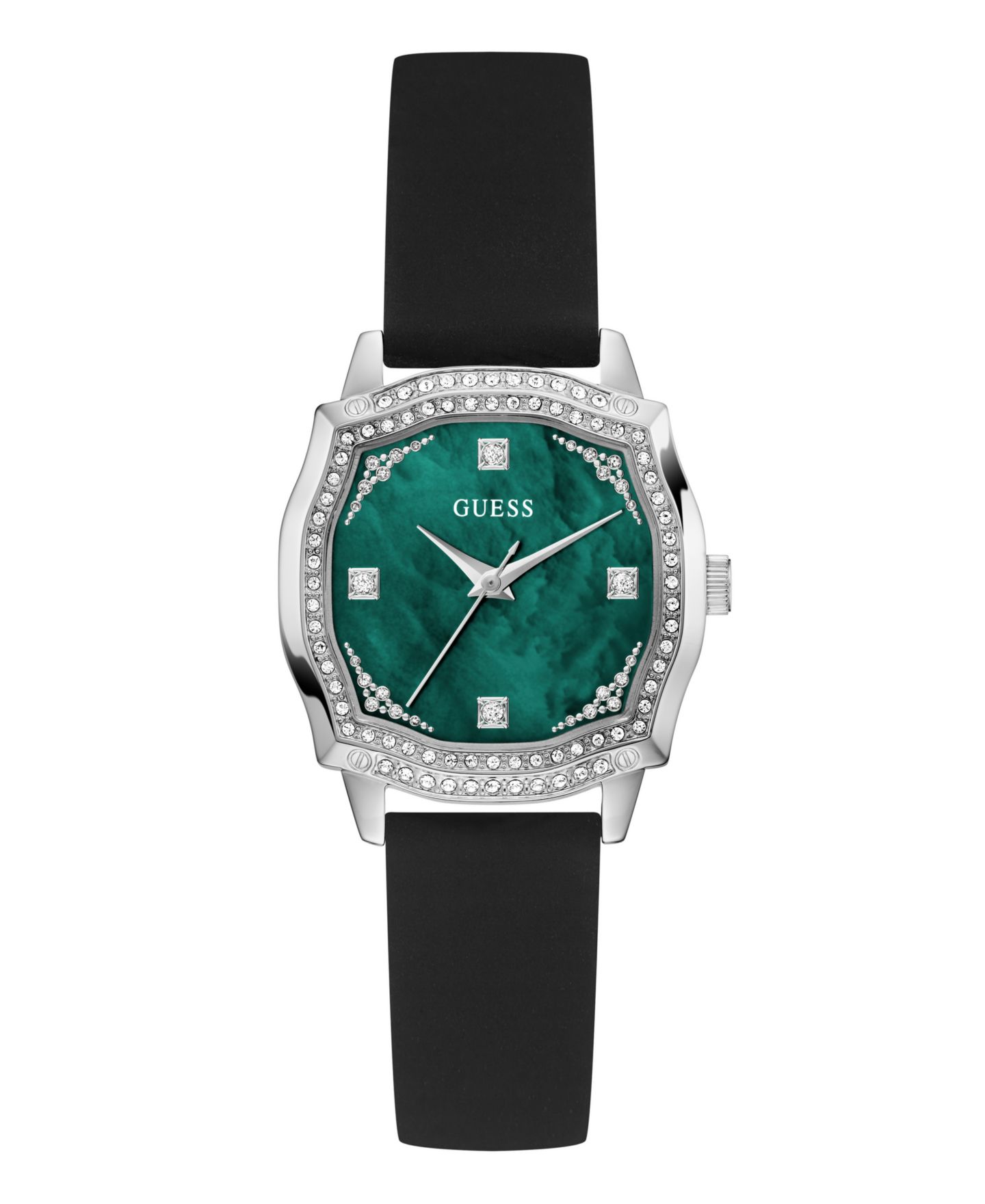Женские часы GUESS Black Silver Tone Analog Watch, 32mm — фото 1