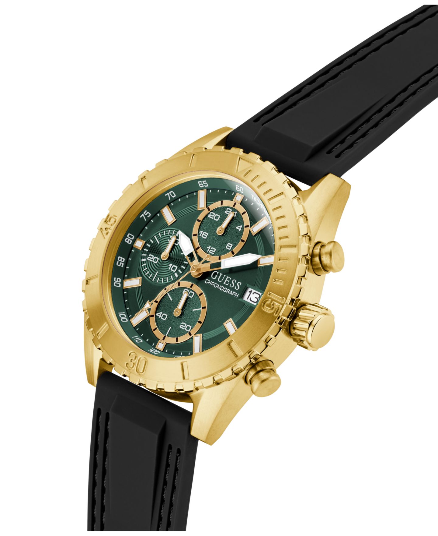 Мужские часы GUESS Black Gold Tone Chronograph Watch, 45mm — фото 4