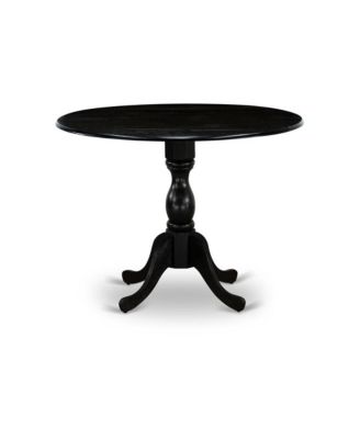 5-Piece Kitchen Dining Set- 4 Wooden Chair with Wooden Seat and Slatted Chair Back - Drop Leaves Round Dining Table - Black Finish