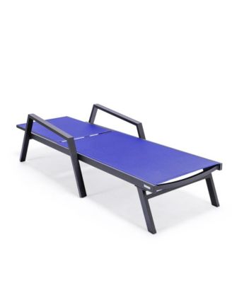 Marlin Patio Chaise Lounge Chair With Armrests in Black Aluminum Frame