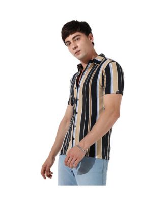 Men's Striped Button Up Cotton Shirt