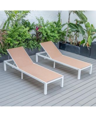 Marlin Patio Chaise Lounge Chair With White Aluminum Frame, Set of 2