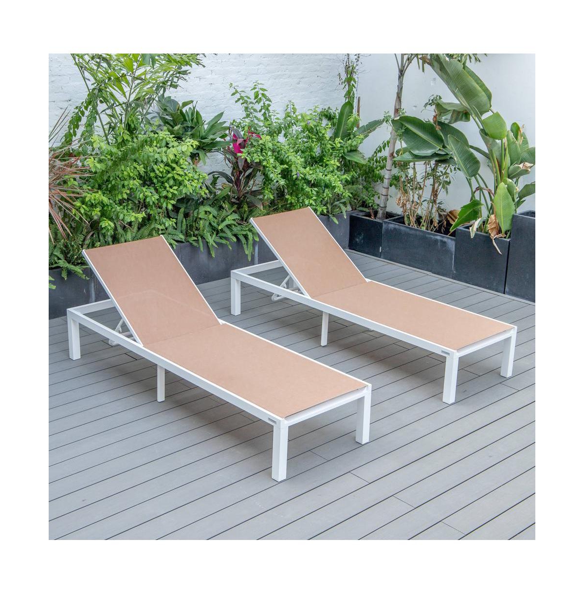 LeisureMod Marlin Patio Chaise Lounge Chair With Aluminum Frame