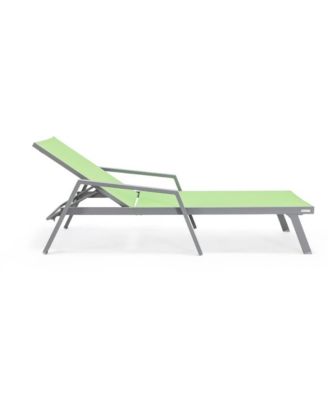 Marlin Patio Chaise Lounge Chair With Armrests in Grey Aluminum Frame