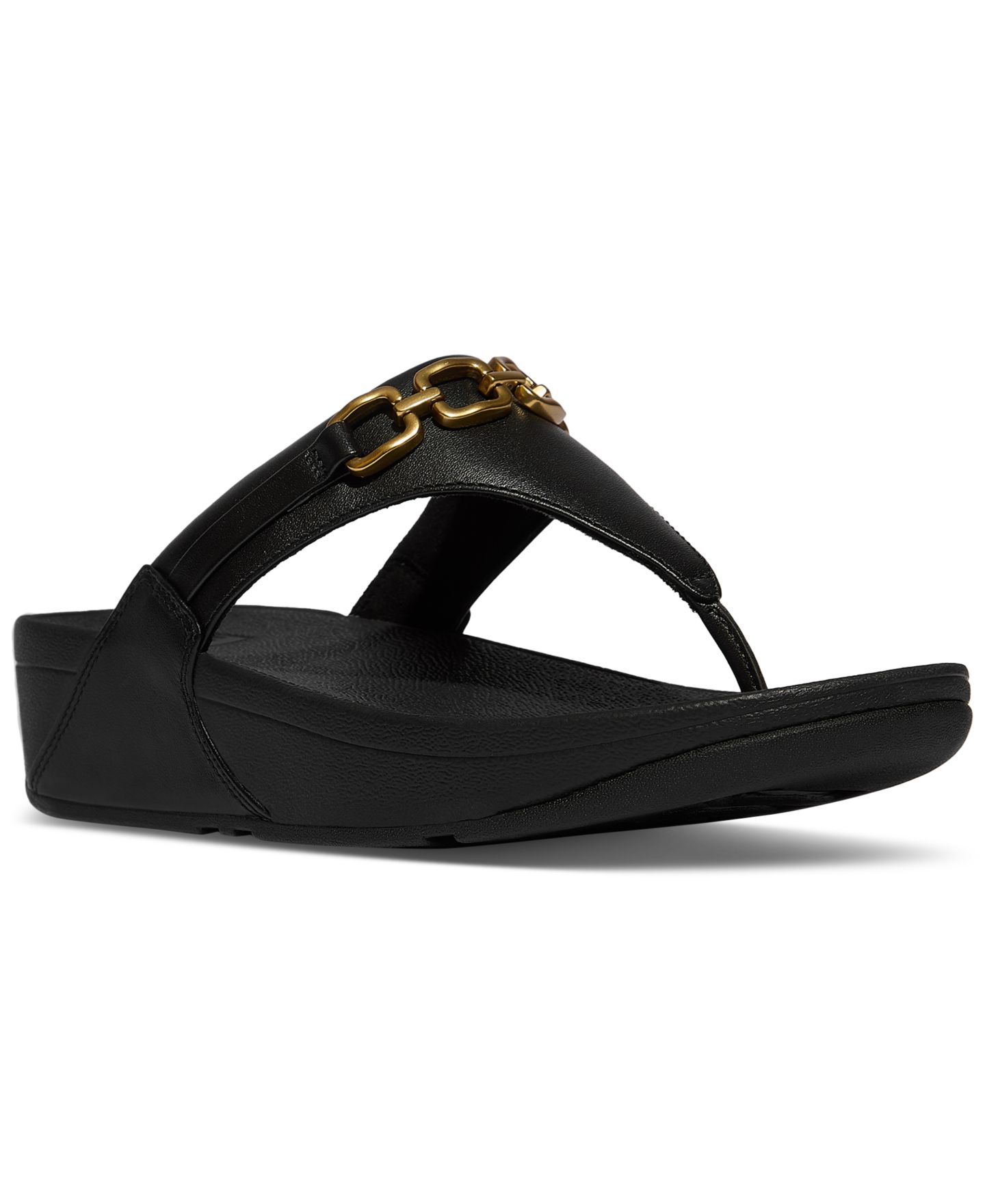 Женские сандалии FitFlop Lulu Square-Chain Wedge, цвет: Чёрный — фото 1