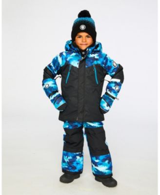 Boys Winter Mittens Teknik Teal Blue Camouflage