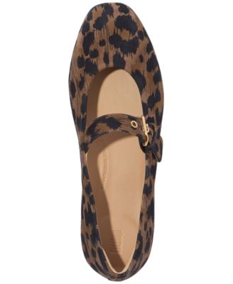 Women's Delicato Leopard Suede Mary Jane Flats