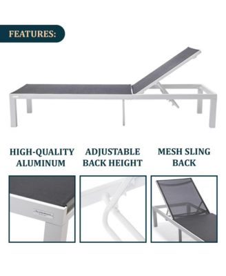 White Aluminum Outdoor Patio Chaise Lounge Chair