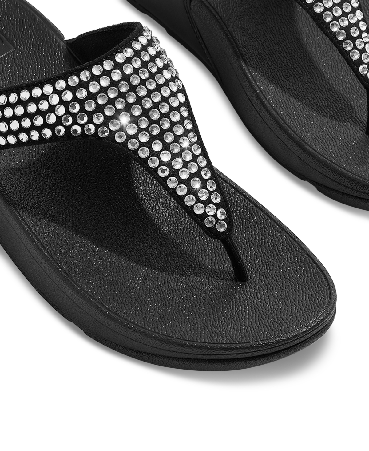 Fitflop Women's Lulu Maxi-crystal Toe-post Wedge Sandals In Black