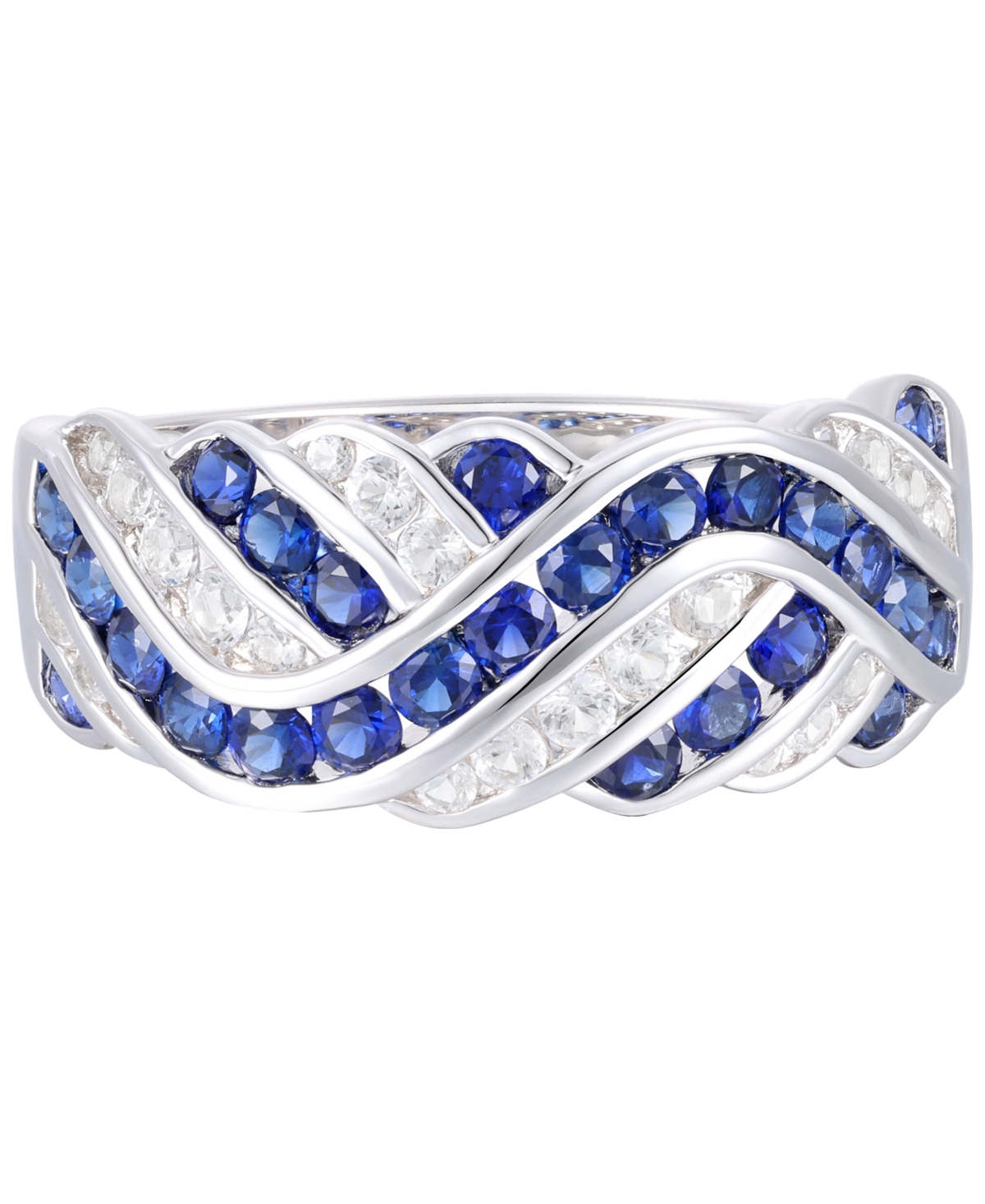 Macy's Created Sapphire, Created White Sapphire & Multi-gemstone Ring In Sterling Silver In Blue