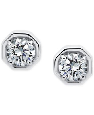 Cubic Zirconia Large Solitaire Octagon Stud Earrings