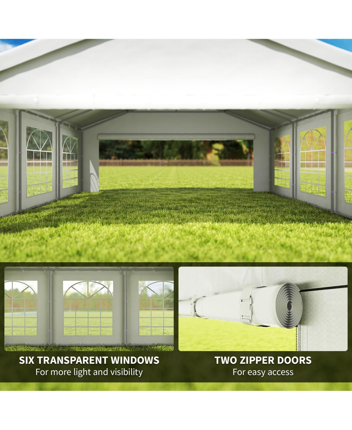 Outsunny 20' x Heavy-duty Large Wedding Tent with Sidewalls,