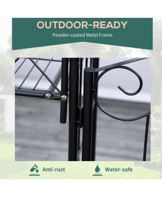 Garden Gate Arbor Wedding Arch with Heart Doors Planters,