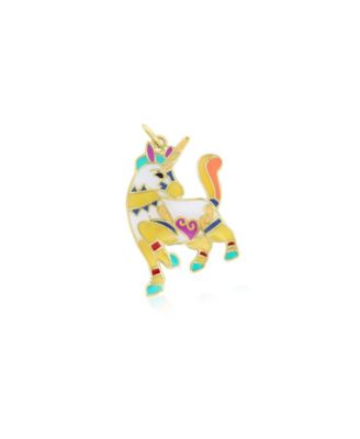 Multicolored Enamel Unicorn Charm 14K Gold