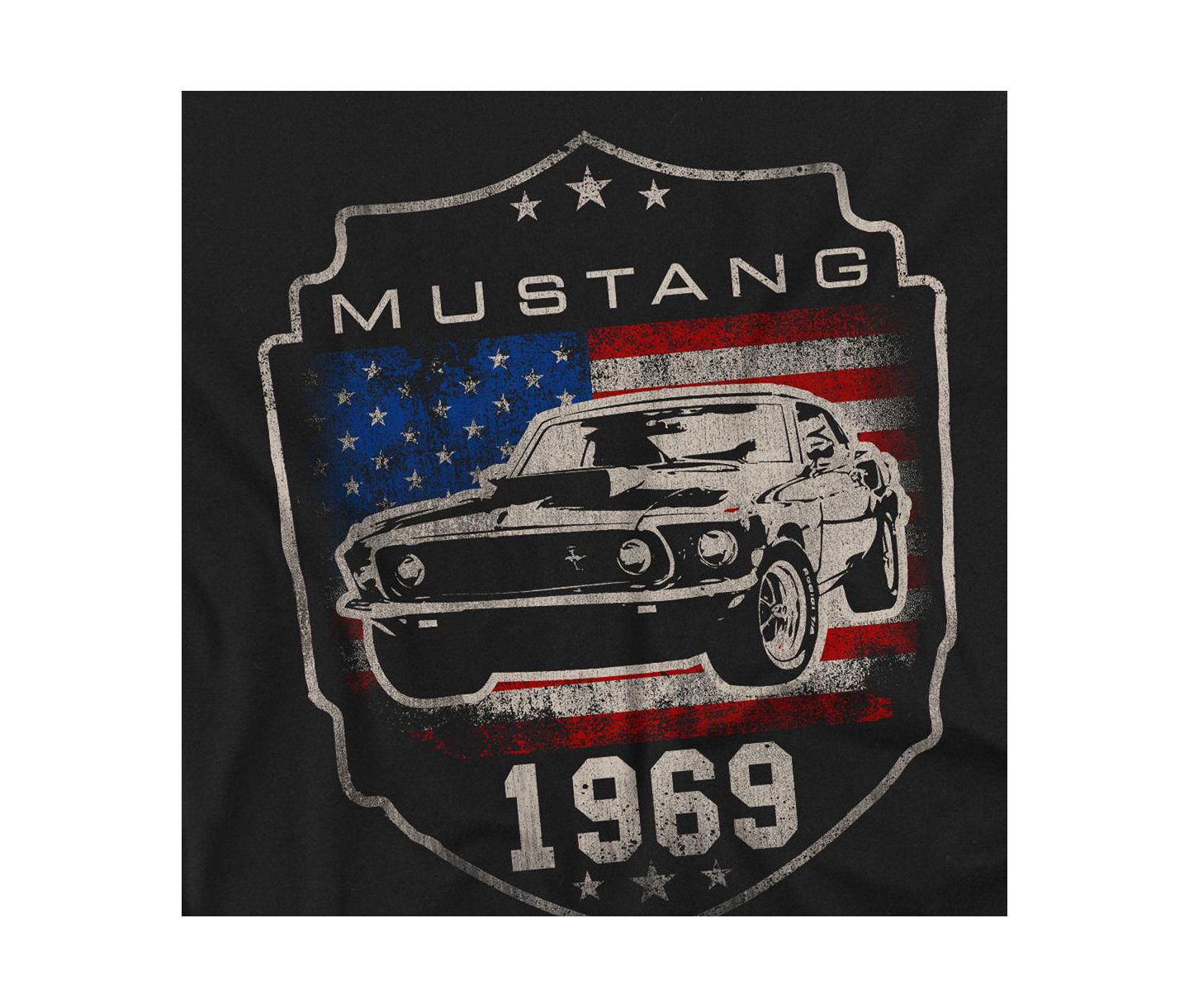Мужская футболка Mustang Ford 1969 Flag, цвет: Чёрный — фото 2