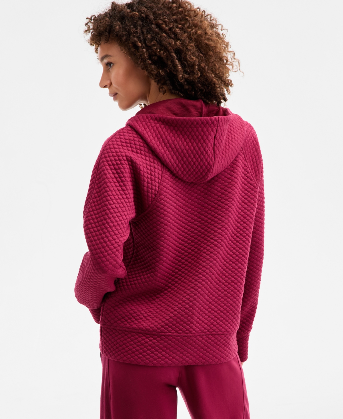 Id Ideology Women's Relaxed Quilted Half-Zip Hoodie, Macy's Exclusive