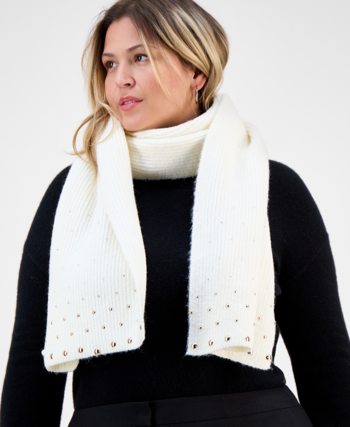 Inc International Concepts Solid Studded Muffler Scarf, Macy's Exclusive In Neutral
