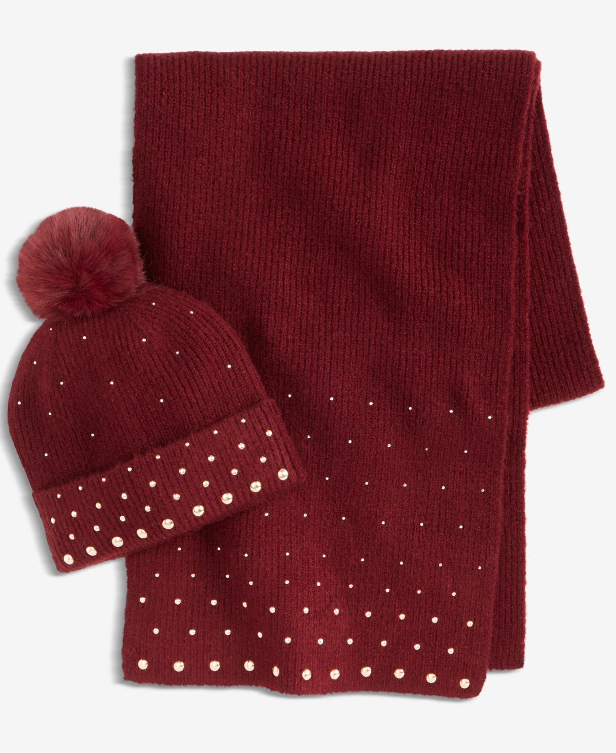 Inc International Concepts Solid Studded Muffler Scarf, Macy's Exclusive In Burgundy