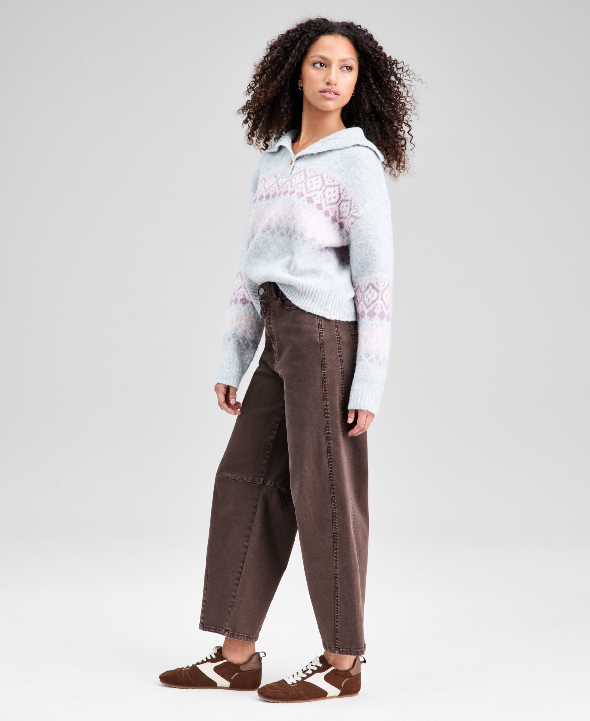 And Now This Women's High-rise Washed Barrel-leg Jeans, Exclusively At Macy's In Brown